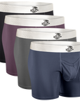 Nylon Mesh 7in Boxer Briefs V Fly 4pk Black/Denim/Gunmetal/Wineberry