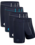Bóxers de Nylon de 6in Sin Abertura 4pk Gris Metalizado - Costura Blanca/Cian/Gris/Plata