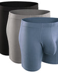 Calzoncillos Boxer de Nylon 6in Sin Abertura 3pk Negro/Azul/Gris