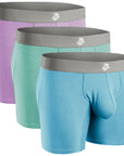 Bóxers Modal 7in sin bragueta 3 unidades Lavanda/Agua/Azul brillante