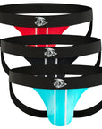 Jockstrap de malla de nylon 0in sin abertura 3pk negro/azul claro/rojo