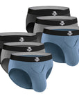 Calzoncillos de bambú de 0 pulg. con abertura en V, paquete de 6, negro/azul/gris