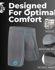 Bóxers de Nylon 9in Sin Abertura 4pk Negro/Cian/Gris/Blanco