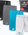 Nylon 9in Boxer Briefs No Fly 4pk Black/Cyan/Gray/White