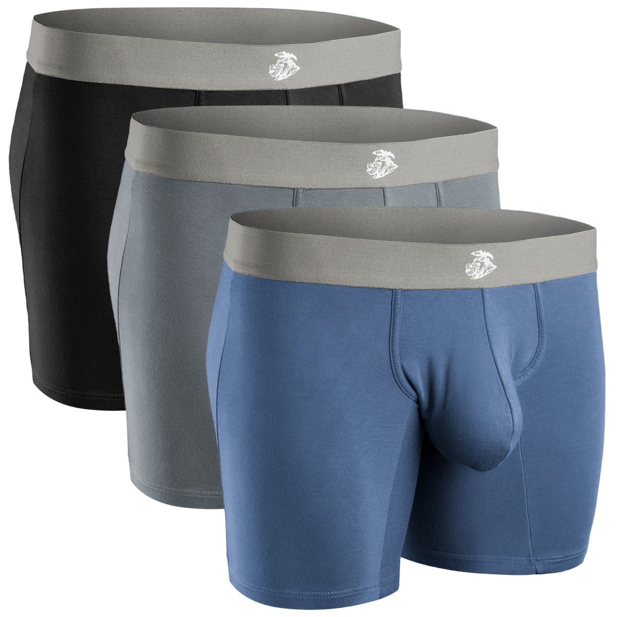 Modal 7in Boxer Briefs No Fly 3pk Black/Dark Gray/Navy