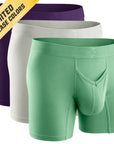 Brushed Nylon 7in Boxer Briefs V-Fly 3pk Black Plum/Sagebrush/Sterling