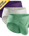 Brushed Nylon Briefs V-Fly 3pk Black Plum/Sagebrush/Sterling