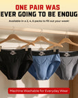 Bóxeres de bambú 0in Briefs V-Fly, paquete de 4, negro/negro/azul/gris