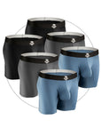 Bóxers de Nylon 7in Sin Abertura 6pk Negro/Azul/Gris