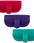Bañadores de bikini de tiro bajo Modal 0in Sin abertura 3pk Esmeralda/Púrpura/Rojo