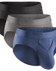 Brushed Nylon Briefs V-Fly 3pk Black/Denim/Gray