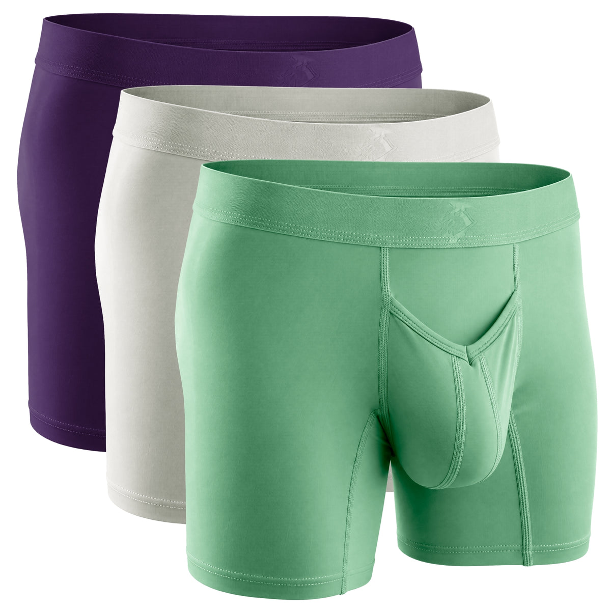 Brushed Nylon 7in Boxer Briefs V-Fly 3pk Black Plum/Sagebrush/Sterling