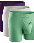 Brushed Nylon 7in Boxer Briefs V-Fly 3pk Black Plum/Sagebrush/Sterling