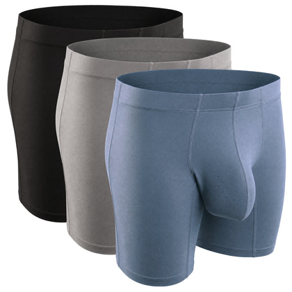 Nylon 6in Boxer Briefs No Fly 3pk Black/Blue/Gray
