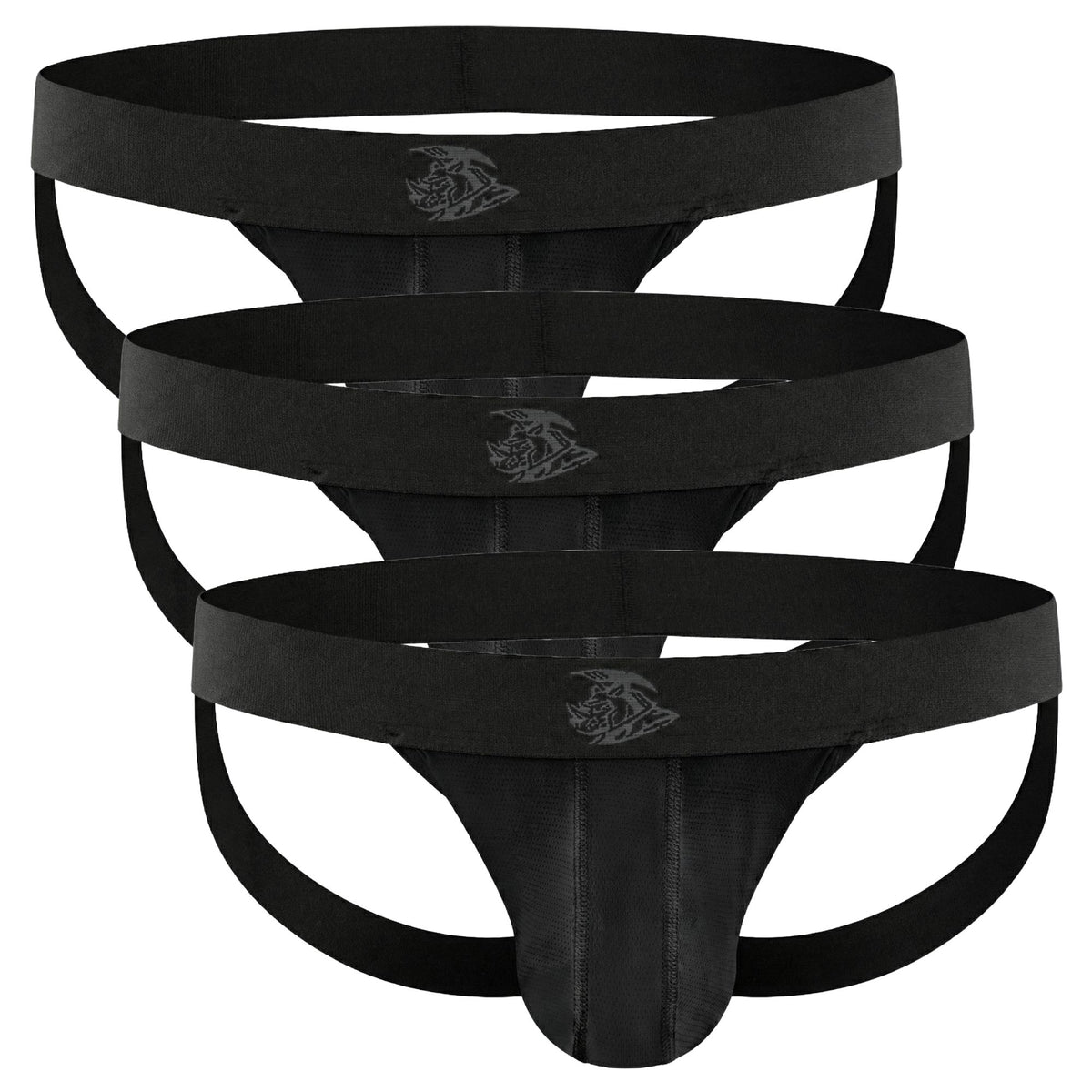 Jockstrap de Malla de Nylon 0in Sin Abertura 3pk Negro