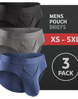 Brushed Nylon Briefs V-Fly 3pk Black/Denim/Gray