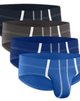 Nylon 0in Sport Briefs No Fly 4pk Blue/Gray/Dark Blue/Dark Gray