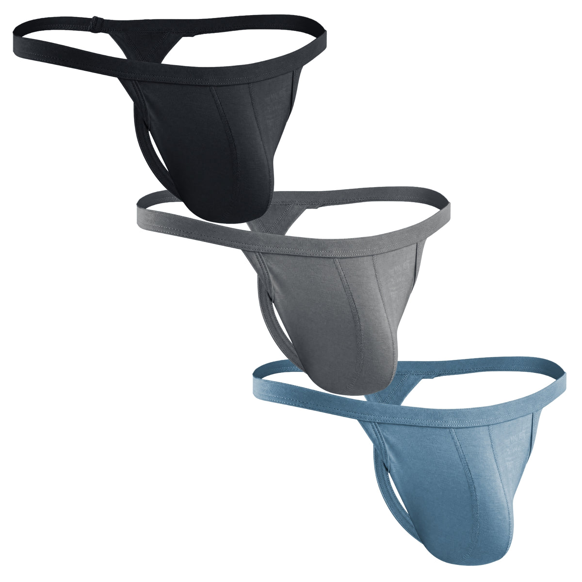Bambú 0in Tanga Sin Apertura 3pz Negro/Azul/Gris
