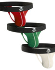 Nylon 0in Mesh Thong No Fly 3pk Crimson/Green/Bone