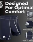 Nylon 6in Boxer Briefs No Fly 4pk Gunmetal Gray - Stitch White/Cyan/Gray/Silver