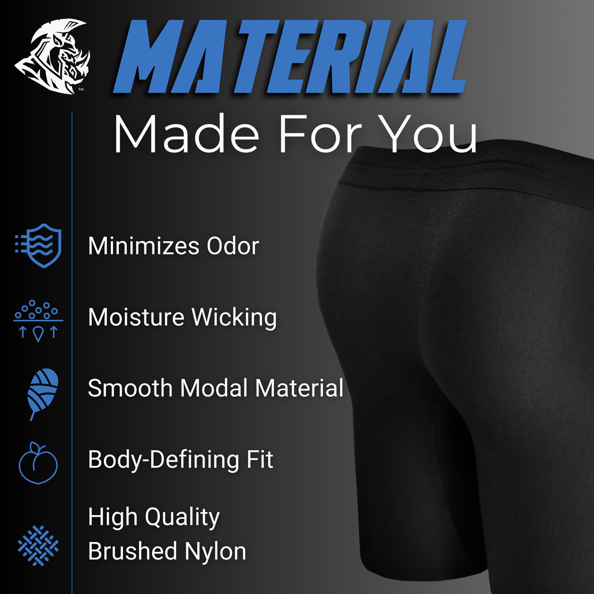 Nylon Seamless 7in Boxer Briefs No Fly 3pk Black/Heather Gray/Slate Green