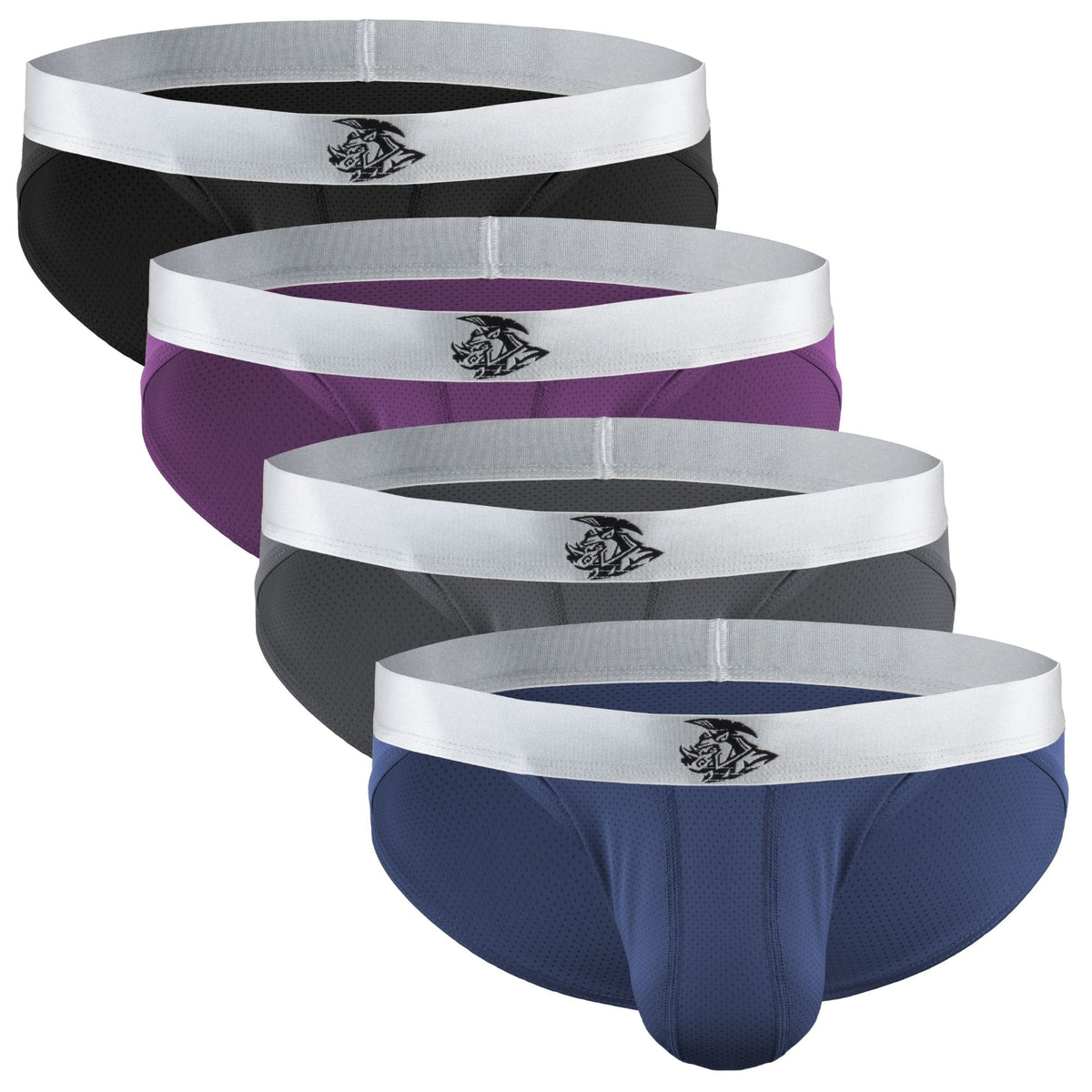 Bañadores de malla de nailon 0in sin abertura 4pk Negro/Azul/Gris/Borgoña