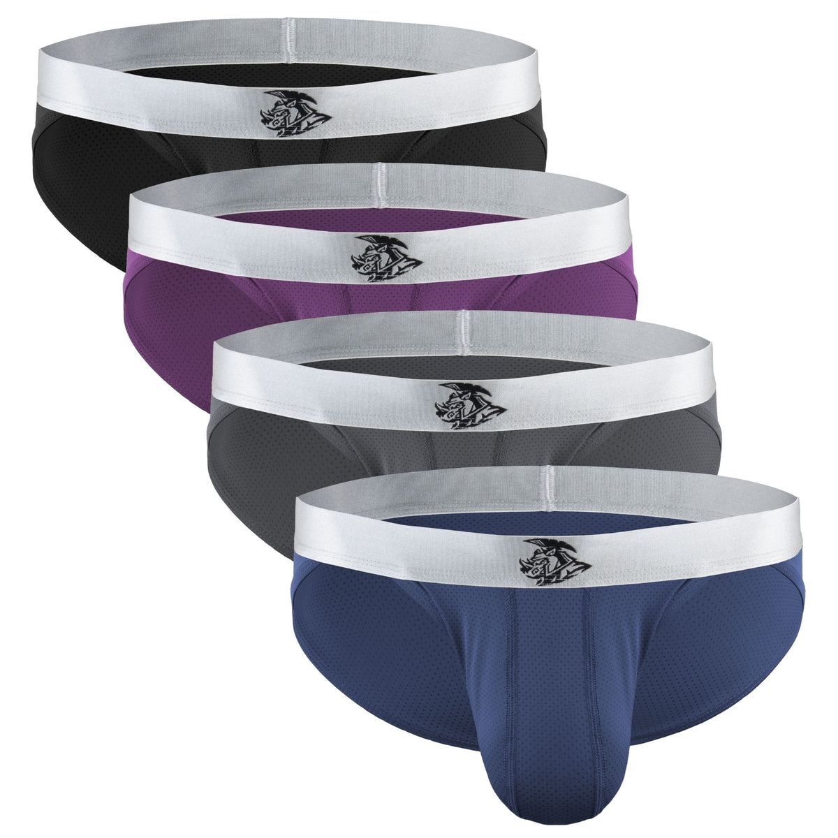Bañadores de malla de nailon 0in sin abertura 4pk Negro/Azul/Gris/Borgoña
