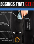 Leggings de Nylon Cepillado de 28in V Fly 1pk Negros