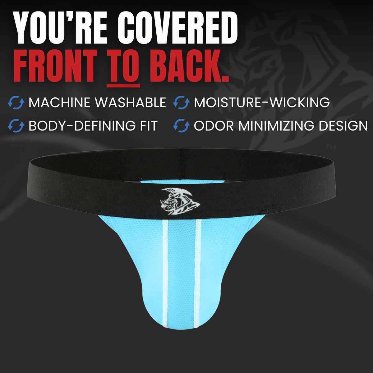 Nylon 0in Mesh Thong No Fly 3pk Black/Light Blue/Red