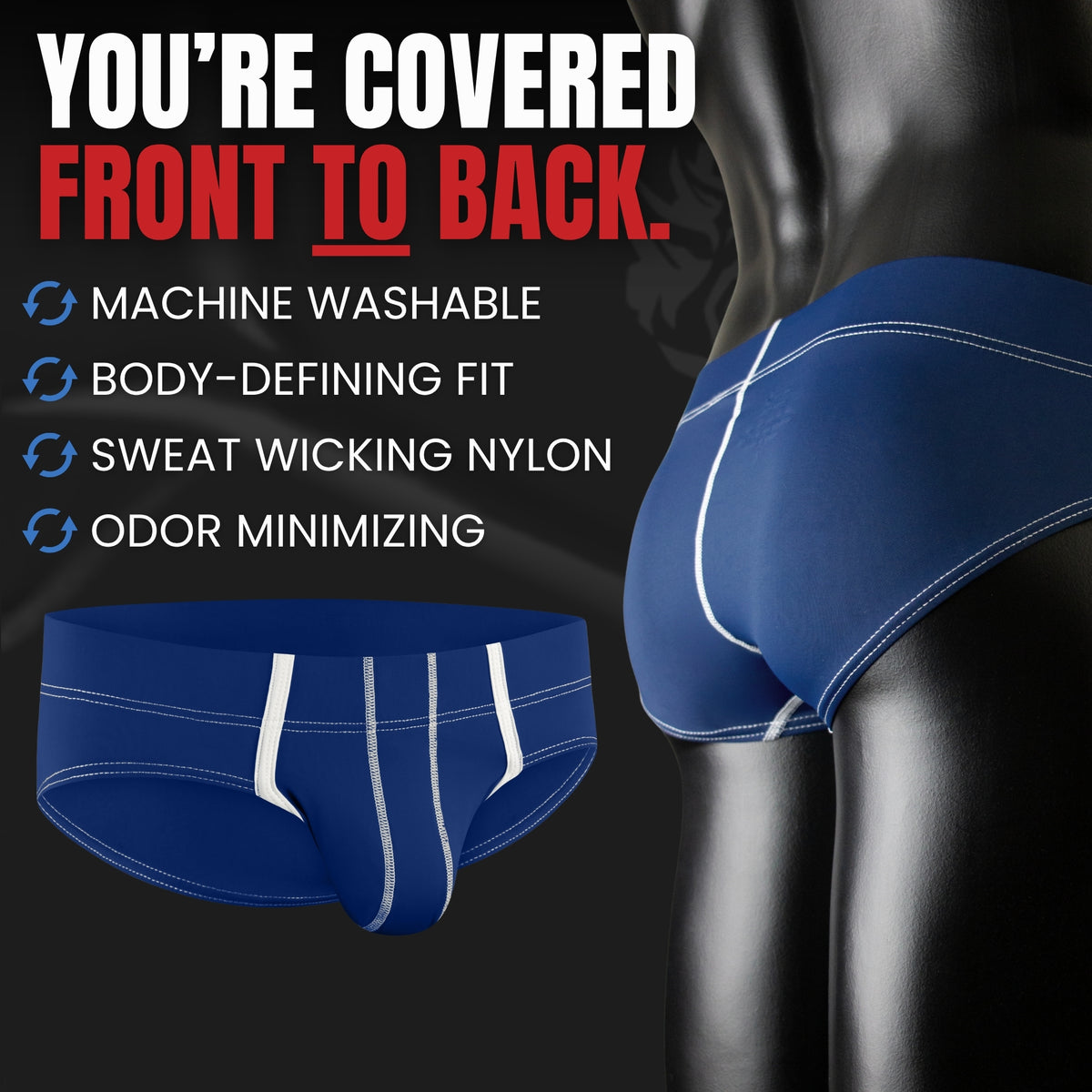 Nylon 0in Sport Briefs No Fly 4pk Blue/Gray/Dark Blue/Dark Gray