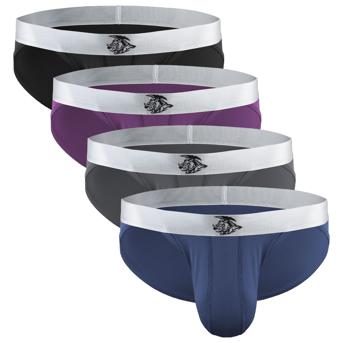 Bañadores de malla de nailon 0in sin abertura 4pk Negro/Azul/Gris/Borgoña
