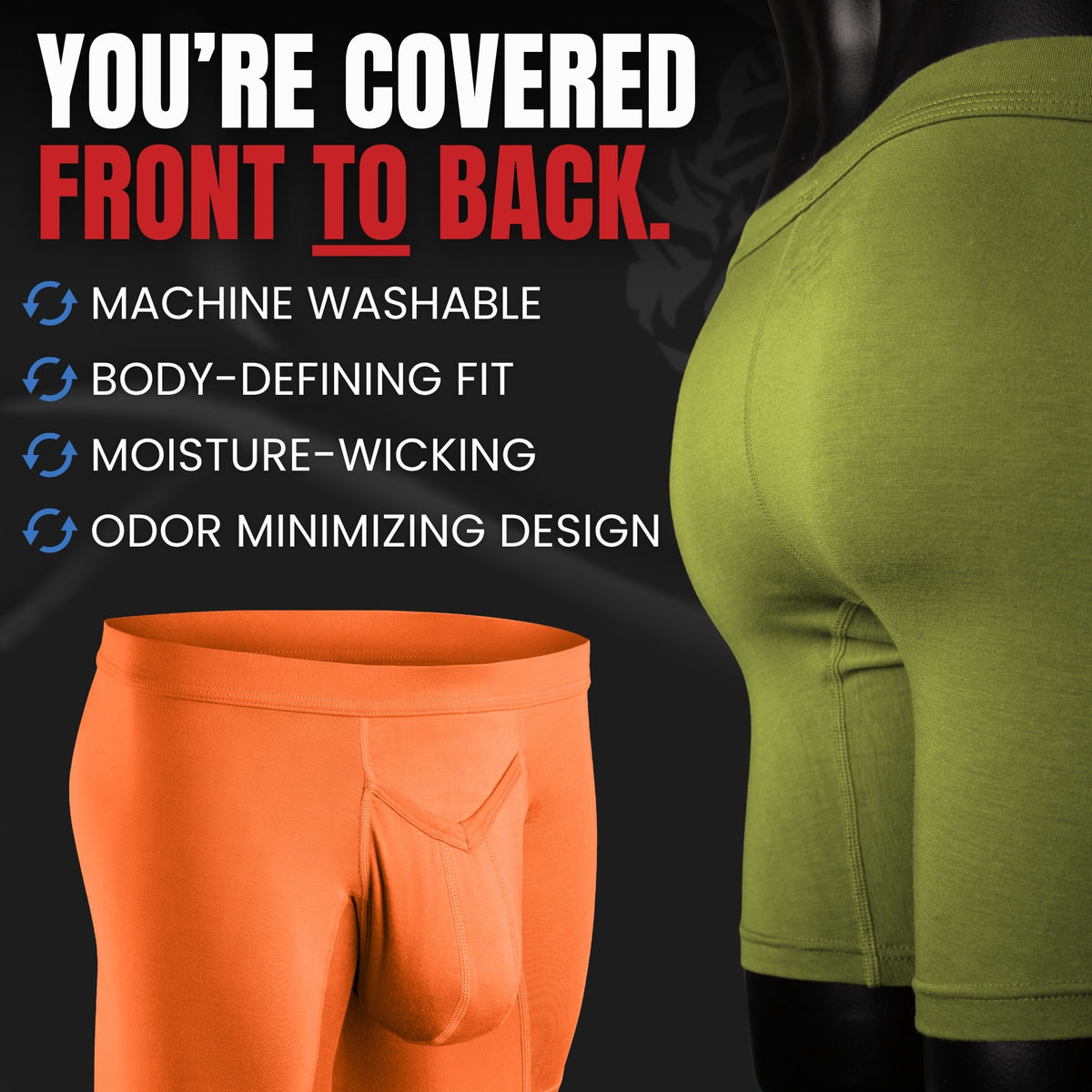 Modal 7in Boxer Briefs V-Fly 3pk Brown/Olive Green/Orange