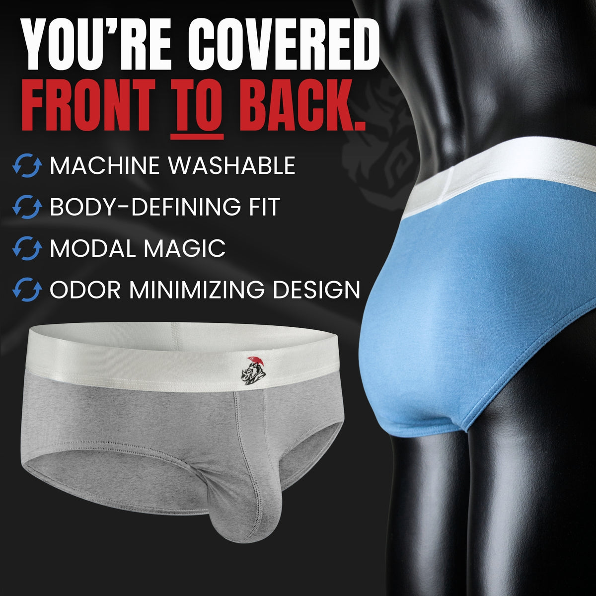 Modal 0in Calzoncillos Sin Abertura 3pk Azul/Gris Metalizado/Gris Melange