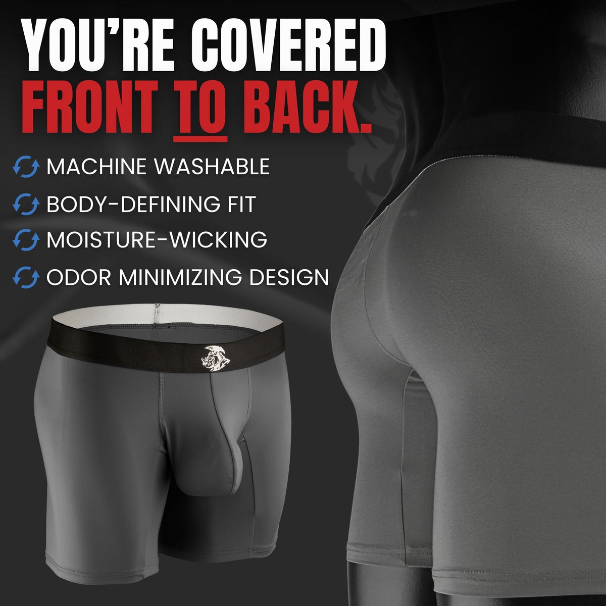 Nylon 7in Boxer Briefs No Fly 2pk Black/Gray