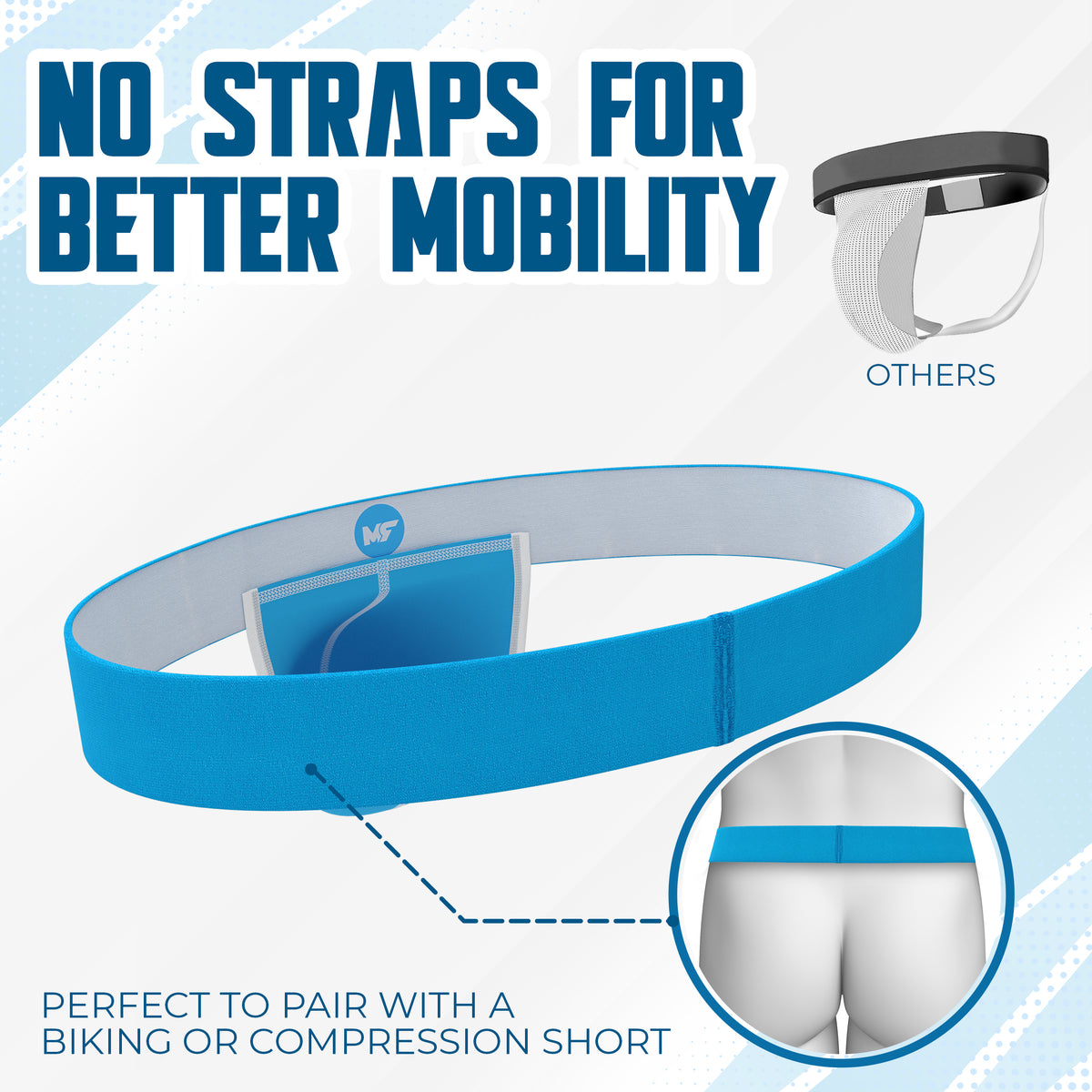 Nylon 0in Strapless Jocks No Fly 1pk Cyan