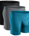 Modal 7in Boxer Briefs V-FLY 3pk Black/Cyan/Gray