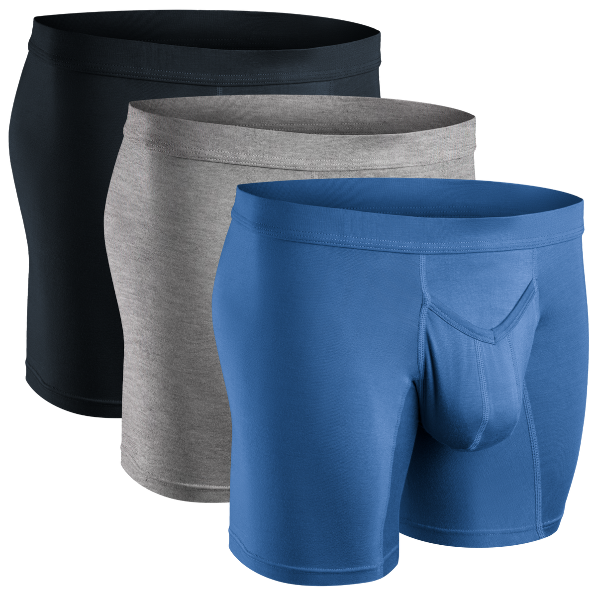 Modal 7in Boxer Briefs V-FLY 3pk Slate/Heather Gray/Blue