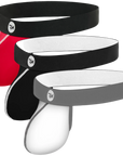 Nylon 0in Strapless Jocks No Fly 3pk Gunmetal Gray/Red/White