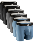 Bóxers de Nylon 7in Sin Abertura 6pk Negro/Azul/Gris